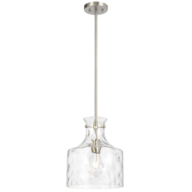 Perron 1LT Pendant E27 Nickel Matt / Clear Water Streak