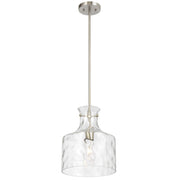 Perron 1LT Pendant E27 Nickel Matt / Clear Water Streak
