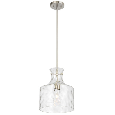Perron 1LT Pendant E27 Nickel Matt / Clear Water Streak