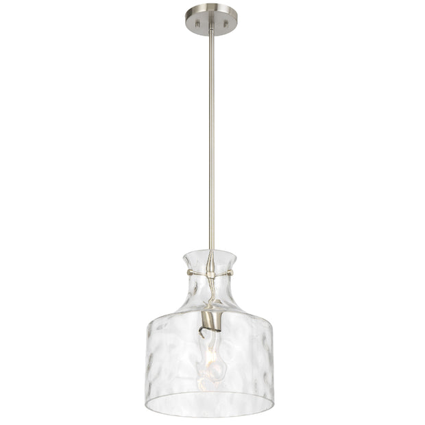 Perron 1LT Pendant E27 Nickel Matt / Clear Water Streak