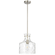 Perron 1LT Pendant E27 Nickel Matt / Clear Water Streak