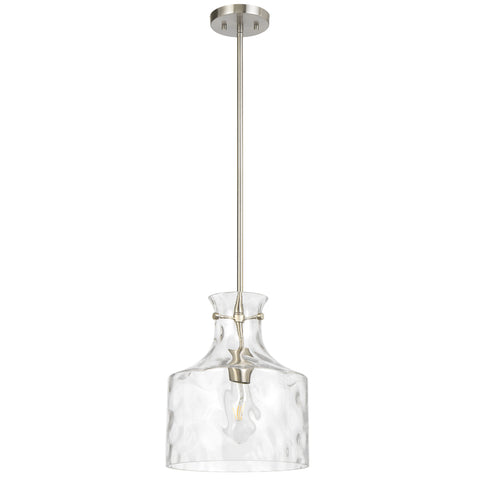 Perron 1LT Pendant E27 Nickel Matt / Clear Water Streak