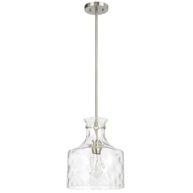 Perron 1LT Pendant E27 Nickel Matt / Clear Water Streak