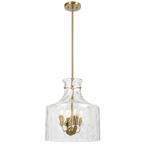 Perron 4LT Pendant 4xE14 Antique Gold / Clear Water Streak