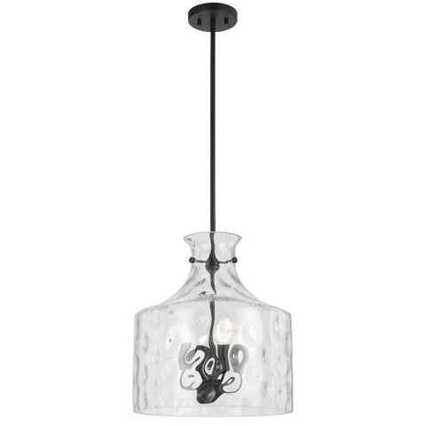 Perron 4LT Pendant 4xE14 Black Matt / Clear Water Streak