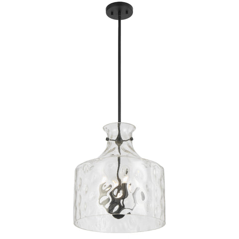 Perron 4LT Pendant 4xE14 Black Matt / Clear Water Streak