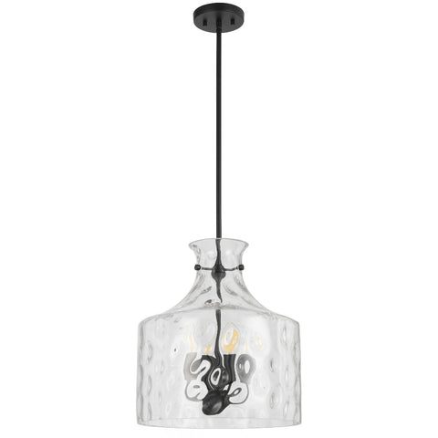 Perron 4LT Pendant 4xE14 Black Matt / Clear Water Streak