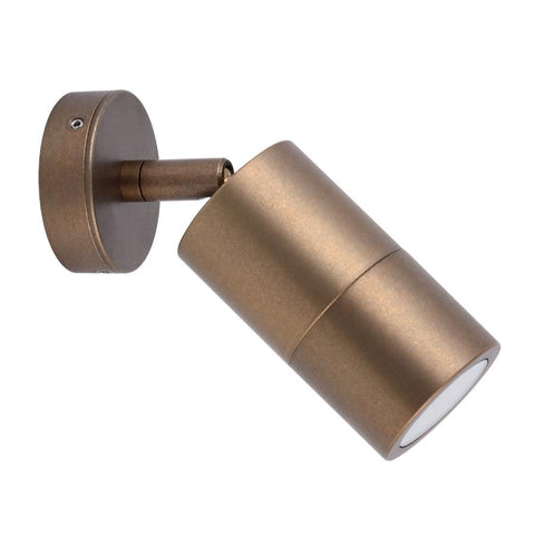 Pillar Adjustable GU10 IP65 Wall Light Solid Aged Brass