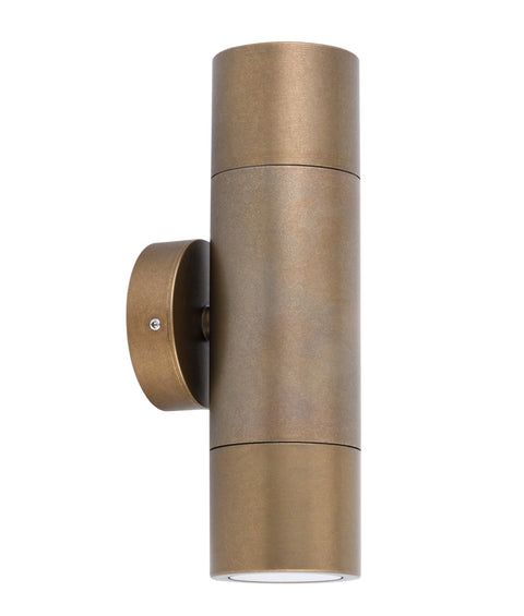 Pillar Up/Down GU10 IP65 Wall Light Solid Aged Brass