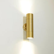 Pillar Up/Down GU10 IP65 Wall Light Solid Polished Brass