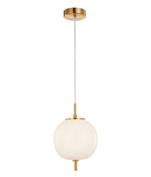 Pino Pendant Round Opal Glass with Brass