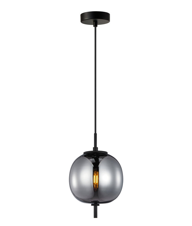 Pino Pendant Round Smoke Glass with Black