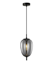 Pino Pendant Oval Smoke Glass with Black