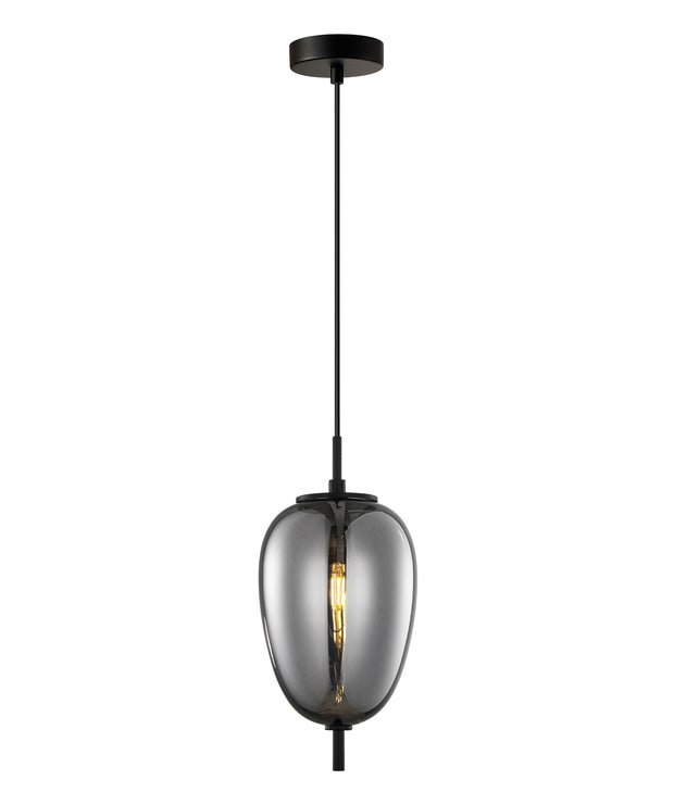 Pino Pendant Oval Smoke Glass with Black