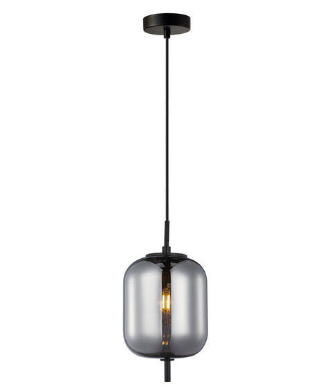 Pino Pendant Jar Smoke Glass with Black