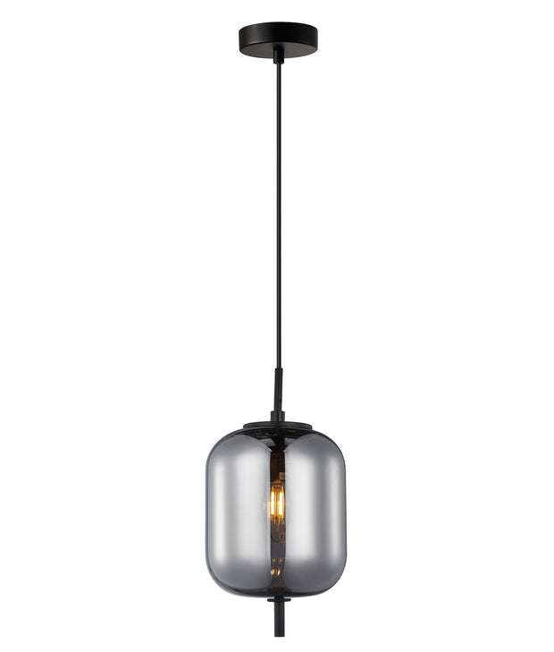 Pino Pendant Jar Smoke Glass with Black