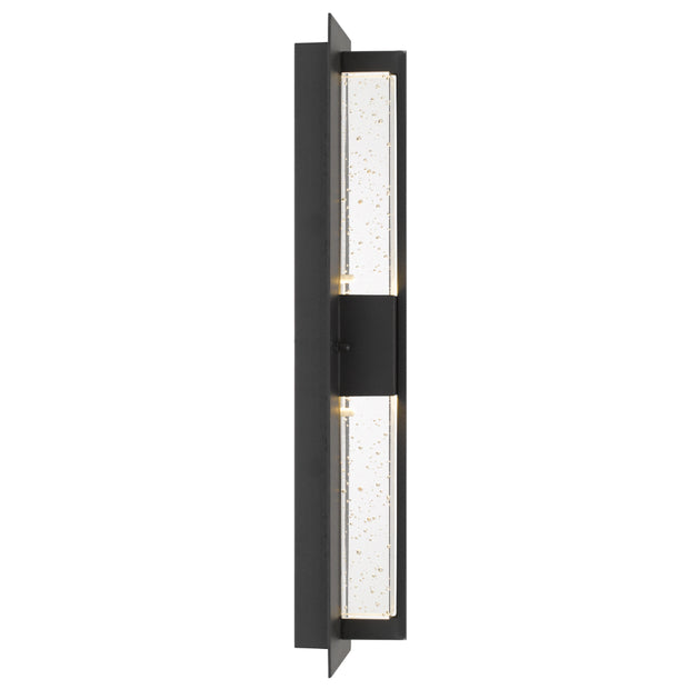 Prada 10w 3000K LED IP44 Exterior Wall Light Black Sand with Seed Glass