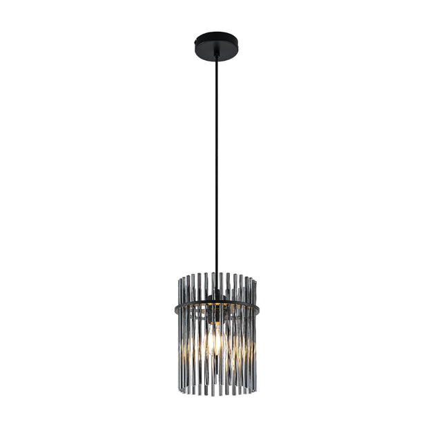 Quilo 20cm Pendant E27 Black and Smoke