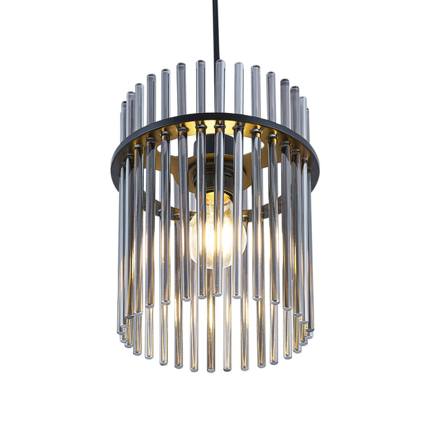 Quilo 20cm Pendant E27 Black and Smoke