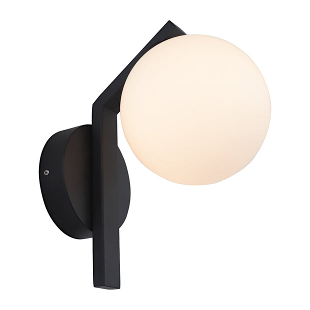 Rayna 1 Light Black with Opall Ball G9 IP44 Wall Light