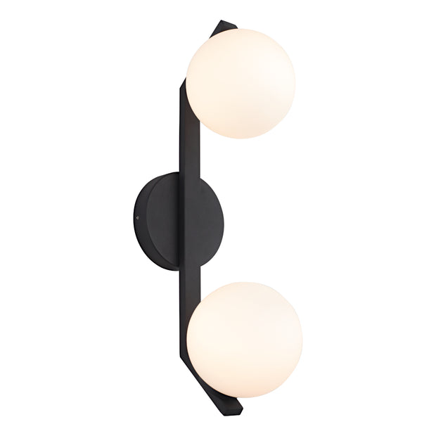 Rayna 2 Light Black with Opall Balls G9 IP44 Wall Light