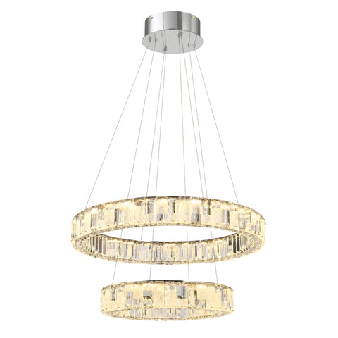 Rias 70w CCT Dim LED 2 Tier Pendant Chrome with Remote