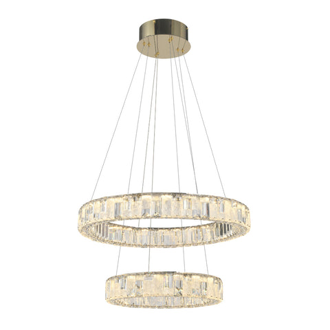 Rias 70w CCT Dim LED 2 Tier Pendant Gold with Remote