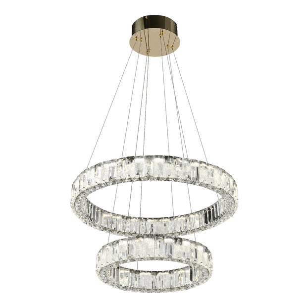 Rias 70w CCT Dim LED 2 Tier Pendant Gold with Remote