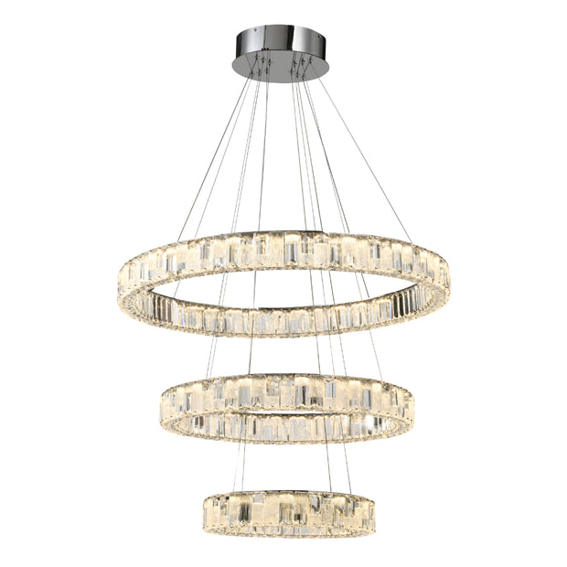 Rias 150w CCT Dim LED 3 Tier Pendant Chrome with Remote