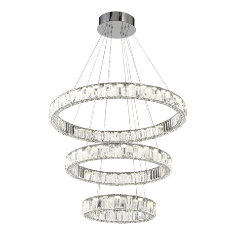 Rias 150w CCT Dim LED 3 Tier Pendant Chrome with Remote