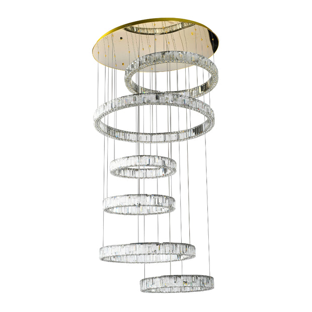 Rias 300w CCT Dim LED 6 Tier Pendant Gold with Remote