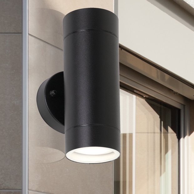 RIVA 8w 3000K GU10 Black Up and Down IP44 Wall Light