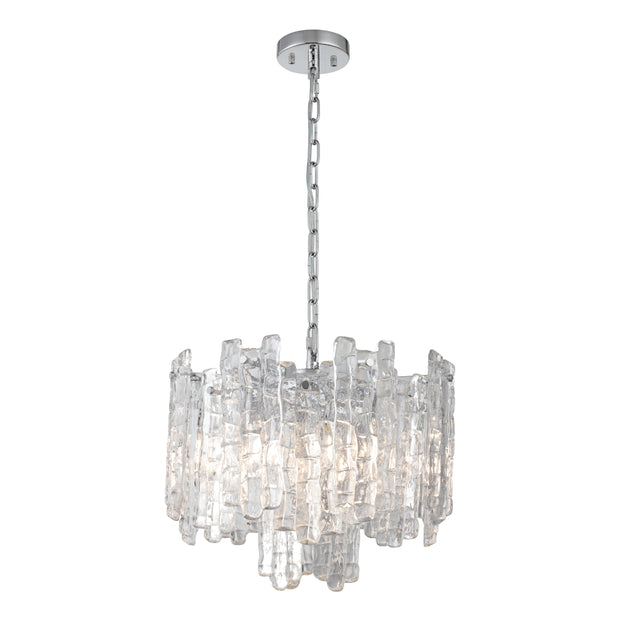 Riviera 5 Light Chrome with Clear Ice Glass Panels E14 Pendant