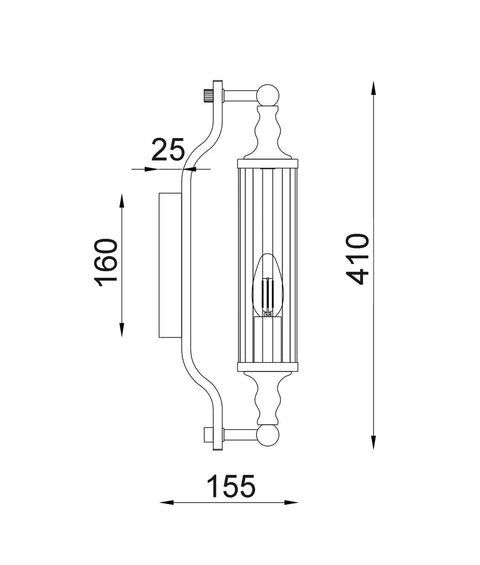 Rodillo Wall Light Tubular Ribbed Glass with Chrome