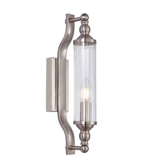 Rodillo Wall Light Tubular Ribbed Glass with Satin Chrome