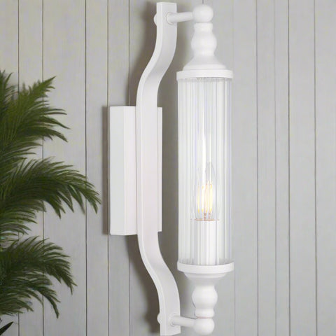 Rodillo Wall Light Tubular Ribbed Glass with White