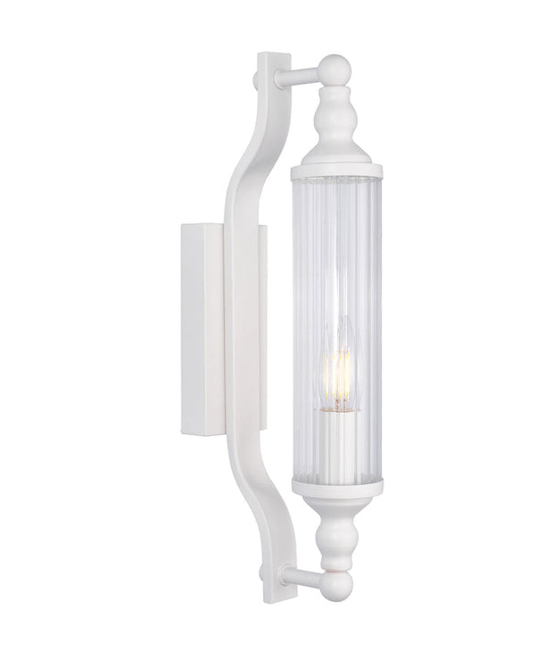 Rodillo Wall Light Tubular Ribbed Glass with White