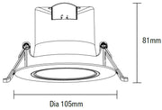 Rex 9w Tricolour Recessed LED Gimbal Downlight Matt Black