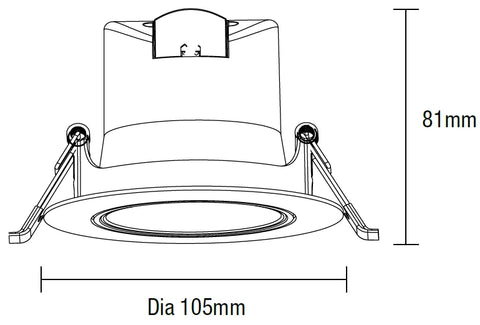 Rex 9w Tricolour Recessed LED Gimbal Downlight Matt Black