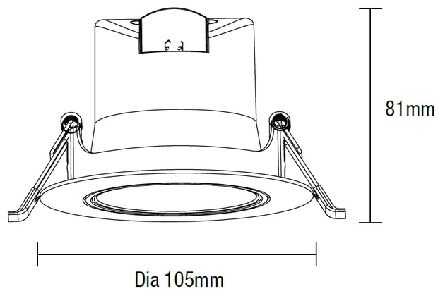 Rex 9w Tricolour Recessed LED Gimbal Downlight Matt Black
