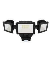 Security 30w CCT LED IP65 3 Head Flood with Sensor in Black