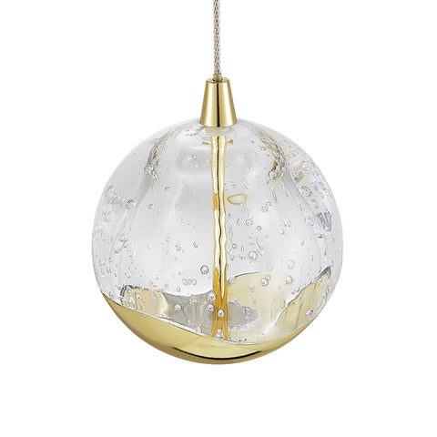 Segovia 9lt 45w 3000K LED Bubble Glass Bar Pendant Gold