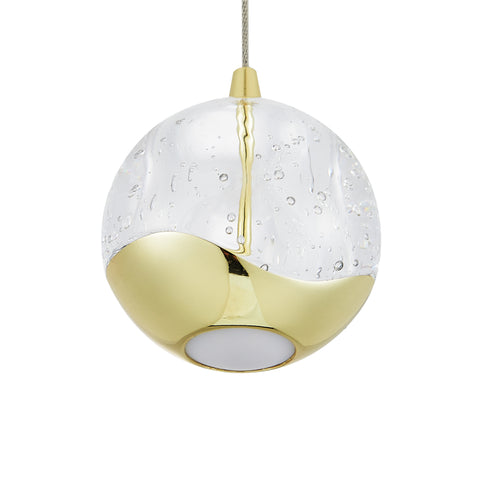 Segovia 9lt 45w 3000K LED Bubble Glass Bar Pendant Gold