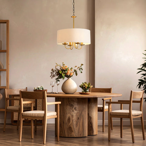 SHIRON 4 Light Brass with Ivory Shade E14 45cm Pendant