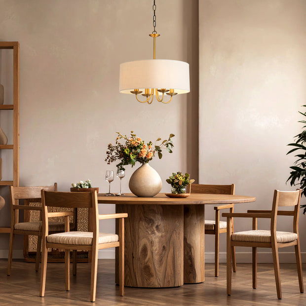 SHIRON 4 Light Brass with Ivory Shade E14 45cm Pendant