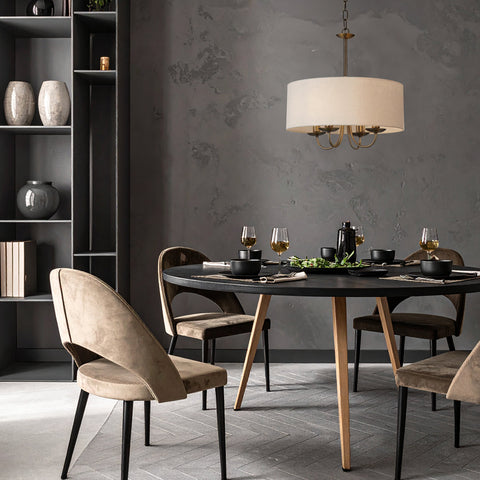 SHIRON 4 Light Nickel with Ivory Shade E14 45cm Pendant