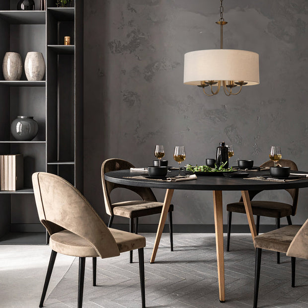 SHIRON 4 Light Nickel with Ivory Shade E14 45cm Pendant