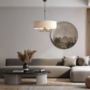 SHIRON 6 Light Nickel with Ivory Shade E14 70cm Pendant