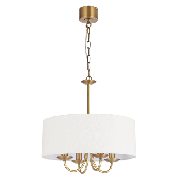 SHIRON 4 Light Brass with Ivory Shade E14 45cm Pendant