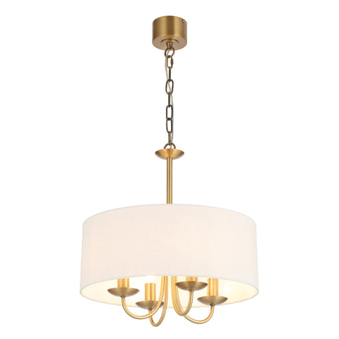 SHIRON 4 Light Brass with Ivory Shade E14 45cm Pendant